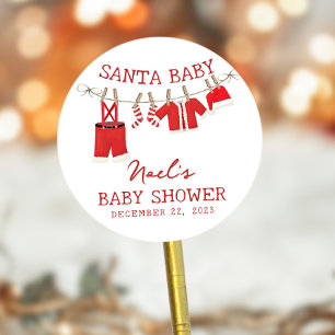 Sticker Rond Père Noël Baby Christmas Baby shower