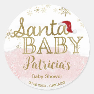 Sticker Rond Père Noël Baby Christmas Girl Baby shower