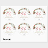 Sticker Rond Père Noël Baby Rustic Winter Greenery baby shower (Feuille)