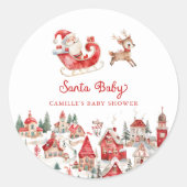 Sticker Rond Père Noël Baby Winter Wonderland Baby shower (Devant)