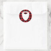 Sticker Rond Père Noël Beard Red Plaid Holiday (Sac)
