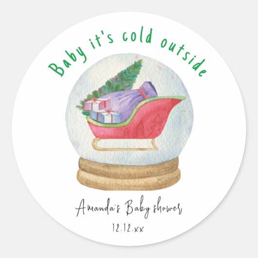 Sticker Rond Père Noël - bébé il fait froid dehors (Devant)
