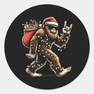 Sticker Rond Père Noël Bigfoot Lumières de Noël Drôle de Croyan