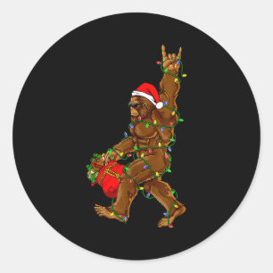 Sticker Rond Père Noël Bigfoot Lumières de Noël Drôle de Croyan
