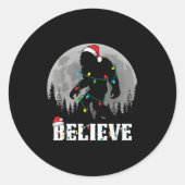 Sticker Rond Père Noël Bigfoot lumières de Noël Drôle Sasquatch (Devant)