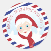 Sticker Rond Père Noël bleu et rouge  (Devant)