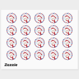 Sticker Rond Père Noël bleu et rouge 