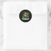 Sticker Rond Père Noël Carlin équitation Reindeer T-rex Christm (Sac)
