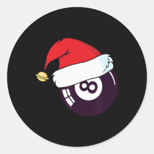 Sticker Rond Père Noël Casquette Billard 8 Ll Noël