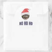 Sticker Rond Père Noël Chat avec Santa hat, Ho Ho ho Squa d'inv (Sac)