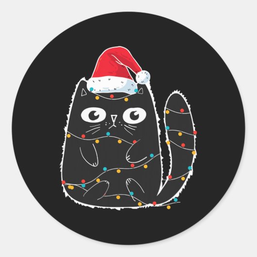 Sticker Rond Père Noël Chat Noir Tangé Dans L'Amoureux des chat (Devant)