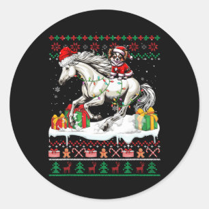 Sticker Rond Père Noël Chihuahua équitation Cheval Noël Sweat L
