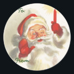 Sticker Rond Père Noël Christmas Name Tags<br><div class="desc">stickers vintages pour vos cadeaux de vacances. Grandes et petites étiquettes cadeaux ! Ancien nom Père Noël de mode. Mignonnes étiquettes de nom de Noël !</div>
