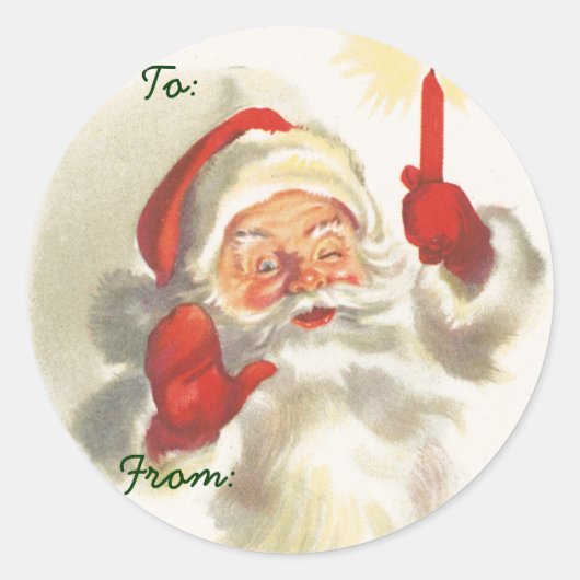 Sticker Rond Père Noël Christmas Name Tags (Devant)