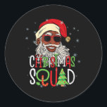 Sticker Rond Père Noël Christmas Squad Black Men African Americ<br><div class="desc">Père Noël Christmas Squad Black Men African American Pajamas</div>
