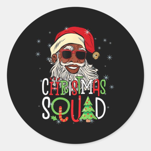 Sticker Rond Père Noël Christmas Squad Black Men African Americ (Devant)