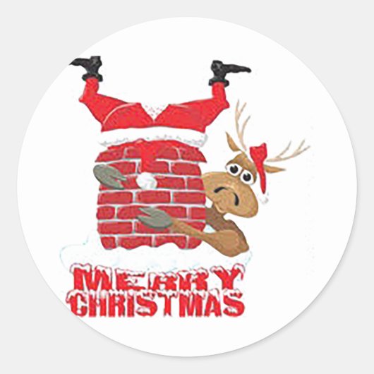 Sticker Rond Père Noël coincée dans Chimney Kid (Devant)