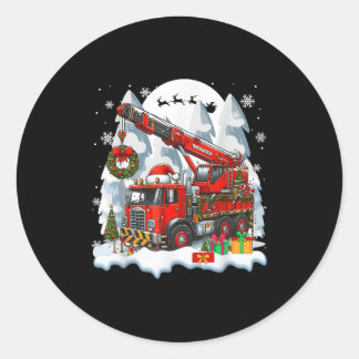 Sticker Rond Père Noël Conduite Grue Camion Boîtes de Noël Colo