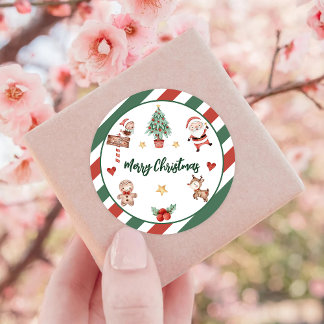 Sticker Rond Père Noël Cookies Noël fête d'anniversaire