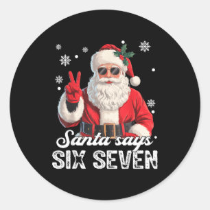 Sticker Rond Père Noël cool dit 67 Meme Noël drôle de Noël Xmas