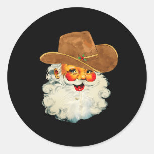 Sticker Rond Père Noël Cowboy Occidental Noël Noël Noël Noël Jo