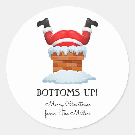 Sticker Rond Père Noël cul-sec Boisson de fêtes (Devant)
