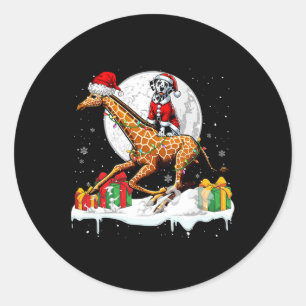 Sticker Rond Père Noël Dalmatien équitation Giraffe Propriétair