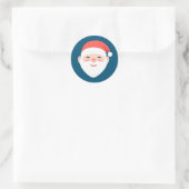 Sticker Rond Père Noël de Noël en bleu (Sac)