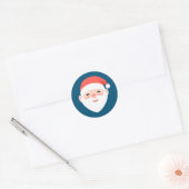 Sticker Rond Père Noël de Noël en bleu (Enveloppe)