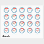 Sticker Rond Père Noël de Noël en bleu clair (Feuille)