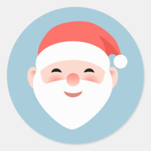 Sticker Rond Père Noël de Noël en bleu clair