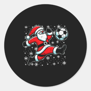 Sticker Rond Père Noël de Noël Football Kick Xmas Football Homm