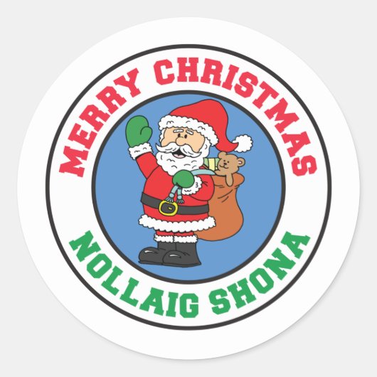 Sticker Rond Père Noël de Nollaig (Devant)