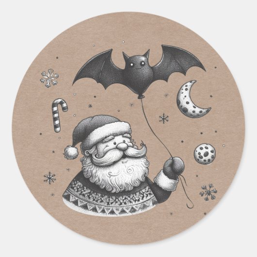 Sticker Rond Père Noël des griffes (Devant)