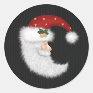 Sticker Rond Père Noël dormant vintage avec Casquette rouge