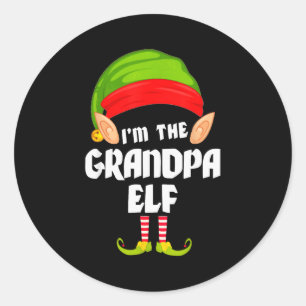 Sticker Rond Père Noël drôle de grand-père, tenue de groupe de 