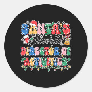 Sticker Rond Père Noël drôle Directeur préféré des activités