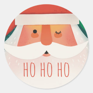 Sticker Rond Père Noël drôle Enfants Ho Ho Ho de Noël mignons