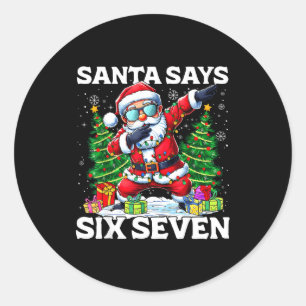 Sticker Rond Père Noël drôle qui fait du Dabbing dit Six Sept 6