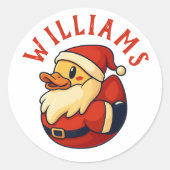 Sticker Rond Père Noël Duck Cartoon - Drôle canard en caoutchou (Devant)