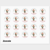 Sticker Rond Père Noël Elf sur ski Joyeux Noël (Feuille)