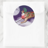 Sticker Rond Père Noël Employé du mois (Sac)