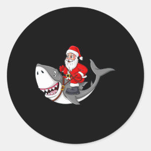 Sticker Rond Père Noël équitation Requin Noël Garçons Filles En