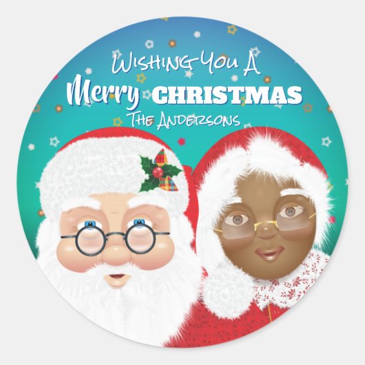 Sticker Rond Père Noël et Mme Claus Noël de Noël (Devant)