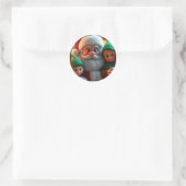 Sticker Rond Père Noël et ses elfes (Sac)