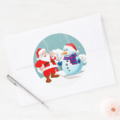 Sticker Rond Père Noël et Snowman (Enveloppe)