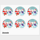 Sticker Rond Père Noël et Snowman (Feuille)