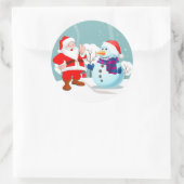 Sticker Rond Père Noël et Snowman (Sac)