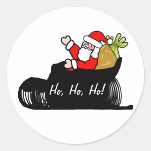 Sticker Rond Père Noël et traîneau de Noël