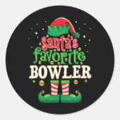 Sticker Rond Père Noël Favori Bowler Noël Matching Bowling (Devant)